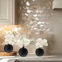 Oairse White Orchids Artificial Flowers Faux Orchids Arrangement in Black Glass Vases Set of 3 Real Touch Phalaenopsis Orchid Flowers Small Fake Orchid Centerpiece for Dining Room Table