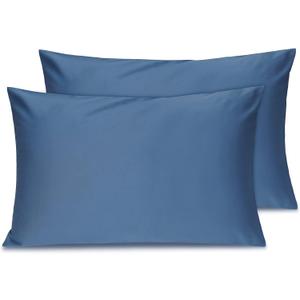 Cotton Toddler Pillowcase 14x20 Envelope: Long-Staple Cotton, Ultra Soft Breathable Durable, Travel Pillow Cover 2 Pack by Fittia (Blue)
