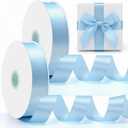 Lyrow 1-1/2 Inch x 300 Yards Valentine's Day Satin Ribbon, Light Blue Fabric Craft Ribbon Solid Roll for Roses Making, Wreath, Gift Wrapping, Bow, DIY, Wedding Flower Bouquet, Anniversary Party