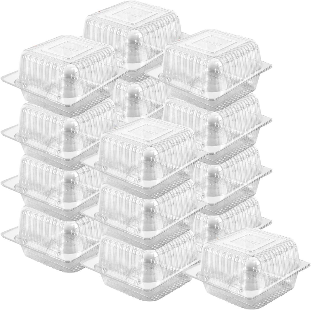Axe Sickle 100 Count Clear Plastic Hinged Take Out Containers Clamshell Takeout Tray Food Clamshell Containers Outside Diameter for Dessert, Snacksetc, Cakes Slice, Cookies, Salads