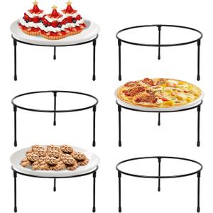 HPC DECOR Set of 6 Black Metal Wire Pizza Pan Riser Stands- Round Pizza Tray Riser Rack Holder - Tabletop Display Racks for Food Platter Tray- Metal Display Stands for Home, Restaurant and Party