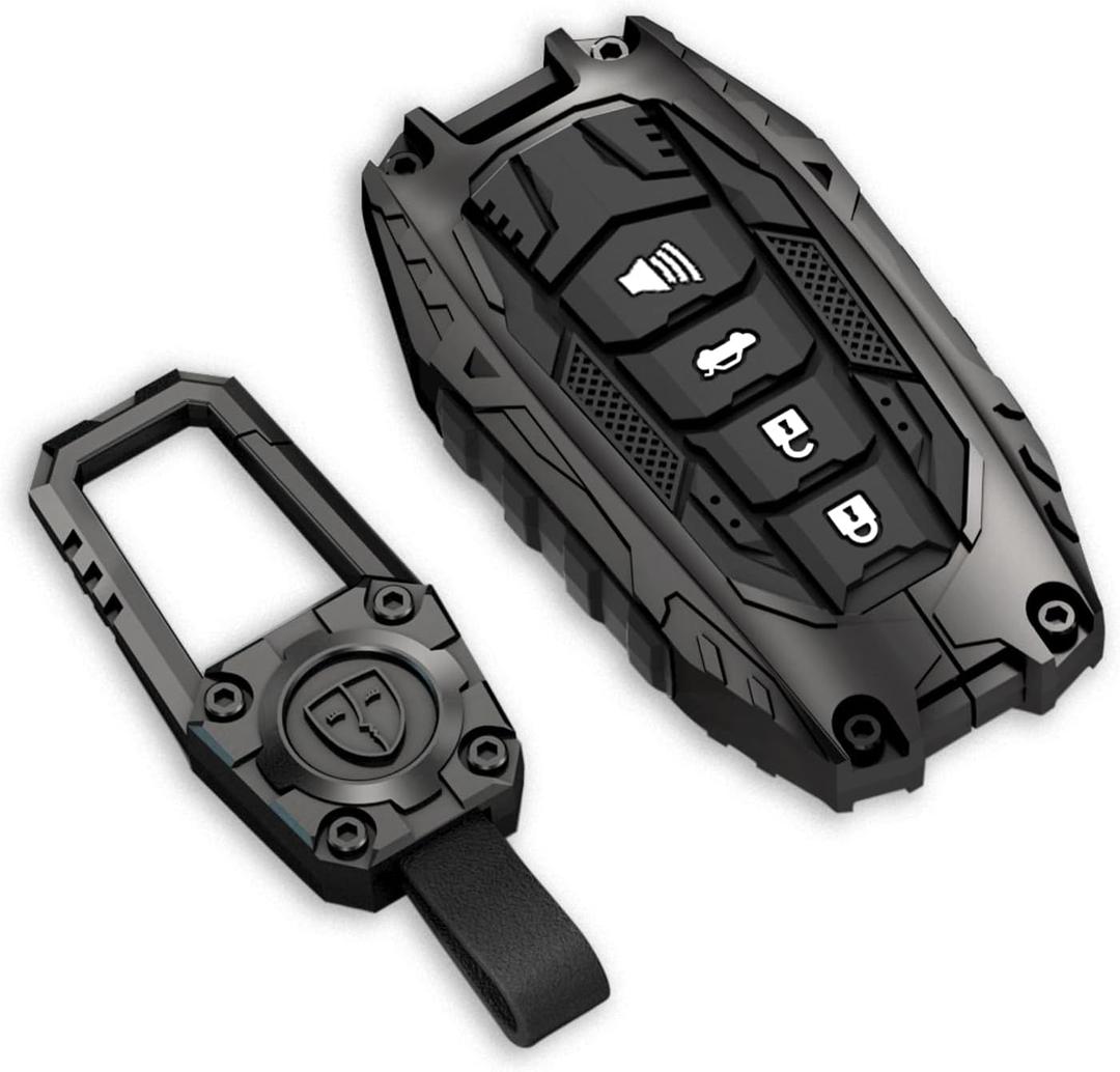 Zinc Alloy Key Fob Cover,Keychain,Full Protection Car Key Case for Toyota Venza Sienna Tundra Prius RAV4 Prime Land Cruiser Corolla Highlander 2025 Camry Keyshell Accessories(NO.038 Black)