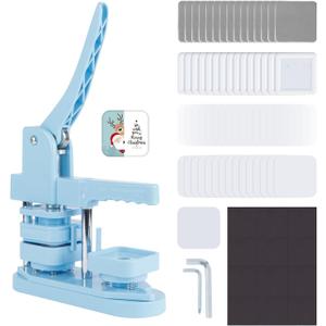 Magnet Button Maker Machine 50mm/1.97 in, Square Photo Magnet Maker Machine, DIY Fridge Badges Magnet Making Kit with 100 Sets Square Button Maker Supplies, Ideal for School, Parties, Events