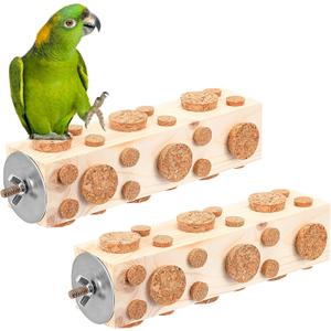 Skyygemm 2 Pieces Bird Chew Toy Wooden Foraging Toys for Birds Parrot Cork Stopper Toys Woodpecker Feeding Toy for Macaws, Small Parakeets, Conures, Budgies, Finches Conure Cockatiel