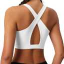 MAGCOMSEN Women's Sports Bras Cross Back Wireless Padded Bra Wide Strap Low Impact Moisture-Wicking for Workout Gym Yoga (White)