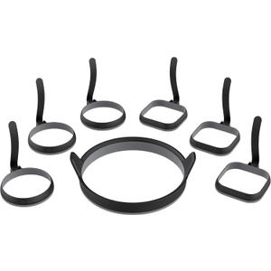 Blackstone Egg & Omelet Ring Kit (7 Piece Set)  Non Stick Silicone Egg & Omelette Cooker Mold for Pancake, Patties & English Muffin  Round Egg Cooking ShaperGriddle Accessories for Breakfast - 5515 (Standard)