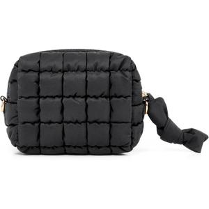 Yarnic Quilted Makeup Bag Cosmetic Bag, Travel Toiletry Bag for Women, Cute Makeup Bag Organizer Puffer Makeup Pouch (S, Black)