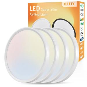 4PK 12 Inch LED Flush Mount Ceiling Light, 24W, 2520LM, 3000K/4000K/6000K CCT Selectable Super Slim LED Ceiling Light, Close to Ceiling Round Flat Panel Light for Hallway, Bedroom,Kitchen ect
