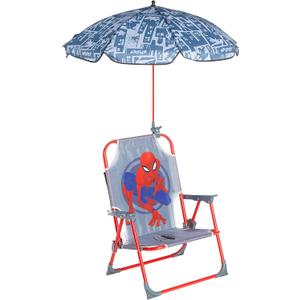 Marvel Spiderman Kids Beach Chair with Umbrella,Portable Folding Outdoor Chair with Shade,Lightweight & Durable for Ages 3+, 12 Inches X 14.75 Inches X 19 Inches