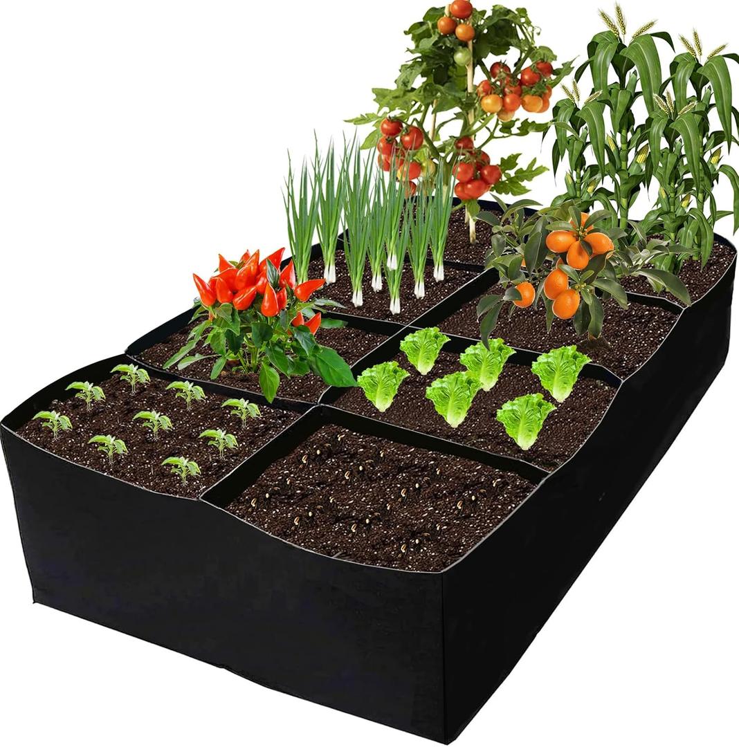 Fabric Raised Garden Bed, Grow Bags to Vegetable Herbs Flowers, 128 Gallon Fabric Plant Pots Indoor Outdoor, 6x3x1ft