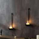 Aimto Wall Sconce Candle Holder Metal Hanging Wall Decorations for Home,Living Room, Bathroom, Dining Room, Set of 2, Black