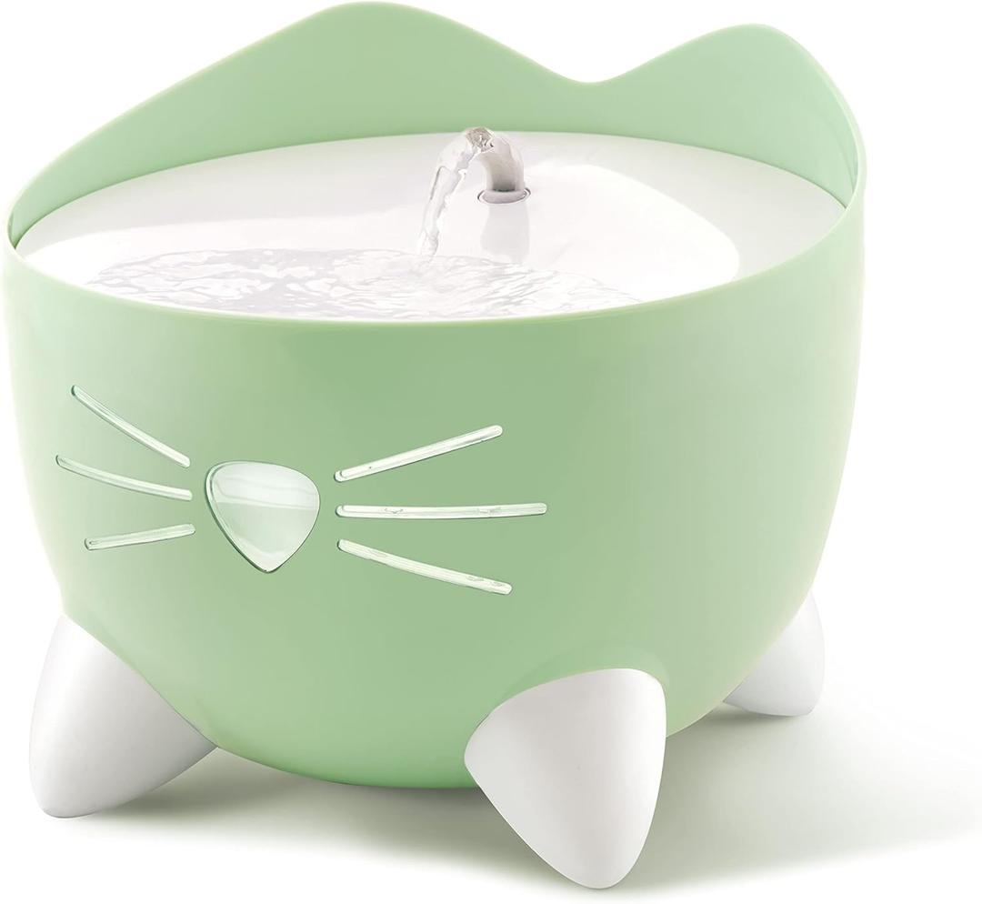 Catit PIXI Drinking Fountain  Cat Water Fountain with Triple Filter and Ergonomic Drinking Options, Green