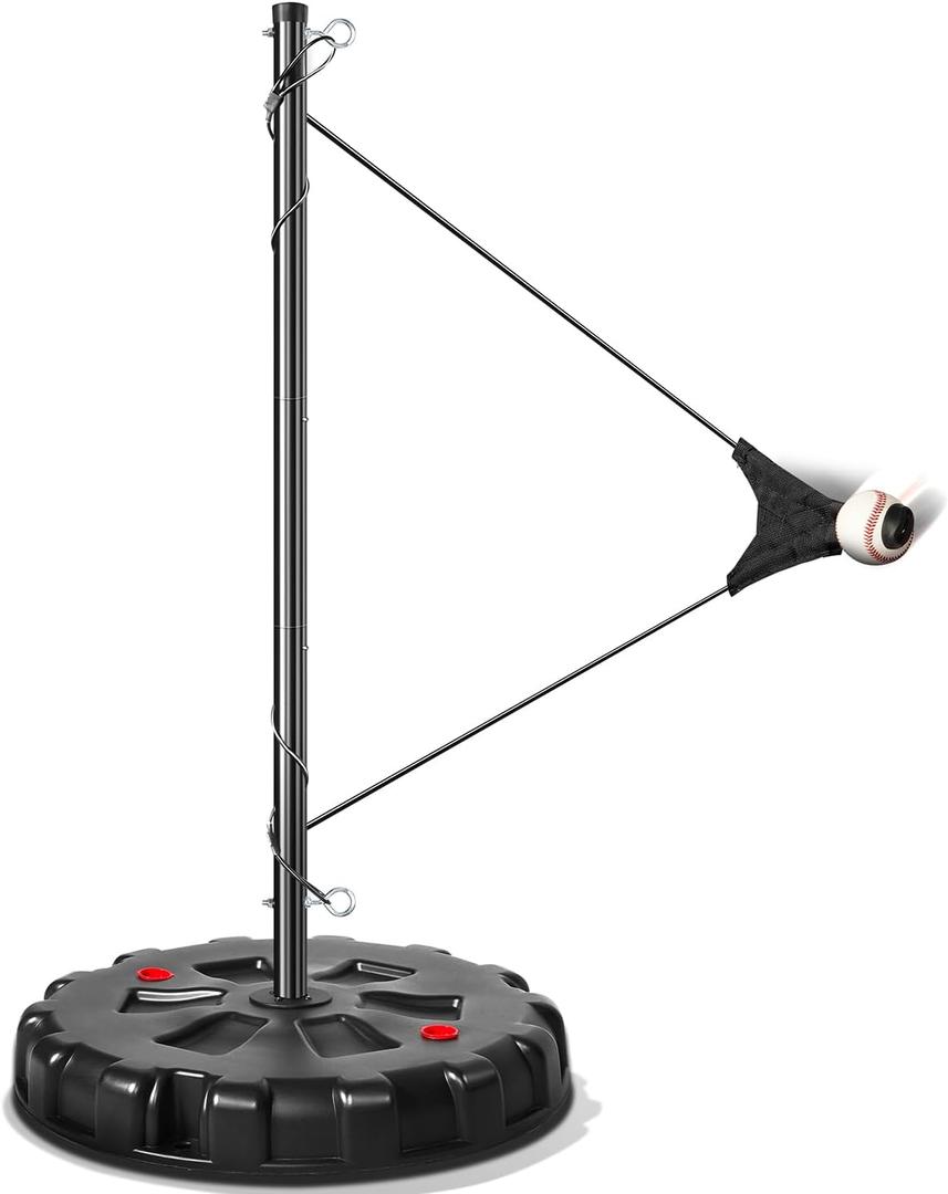 Stable Swing Trainer For Baseball&Softball,Auto-Reset Baseball Hitting Trainer With Real Ball&Stand For Indoor/Outdoor, Adjustable Softball Hitting Trainer Solo Practice Improve Power,Speed,Accuracy