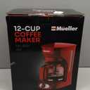 MUELLER HOME 12-Cup Red Coffee Maker - Perfect for Home or Office, Borosilicate Carafe, Auto-Off, Reusable Filter, Anti-Drip, Keep-Warm Function, Clear Water Level Window, Red Kitchen Accessories