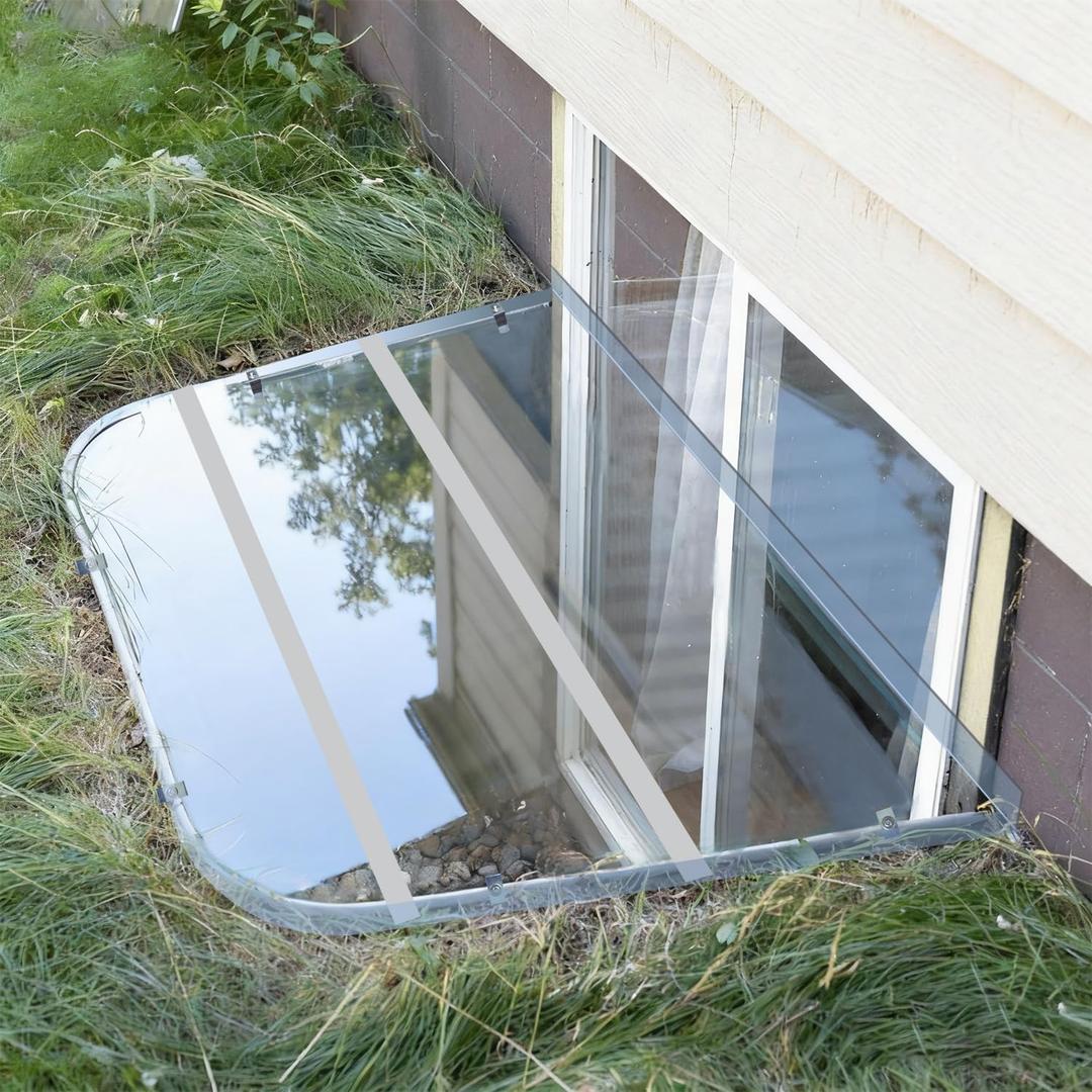 59" x 38" Crystal Clear Window Well Cover Outside - Waterproof, Heavy-Duty Polycarbonate, Keep Basement Dry