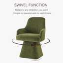 KISLOT Swivel Dining Chairs Set of 2, Mid Century Modern Chairs Fabric Upholstered Armchair with Armrest & Ergonomic Backrest for Dining Room, Kitchen, Bedroom, Living Room, Green, 2 Boxs