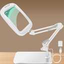 10X 30X Extra Large Magnifying Glass with Light and Stand,7-inch Lighted Magnifier,5 Color Modes Stepless Dimmable,Rectangle Hands-Free Magnifying Glass Desk Lamp for Reading Craft Hobby Close Work WB