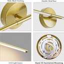 40Inch Hardwired Gold Wall Sconces Set of Two,360 Rotate Modern Linear Wall Light 30W Gold Vanity Light 3000K for Bathroom, Living Room(2 Pack)