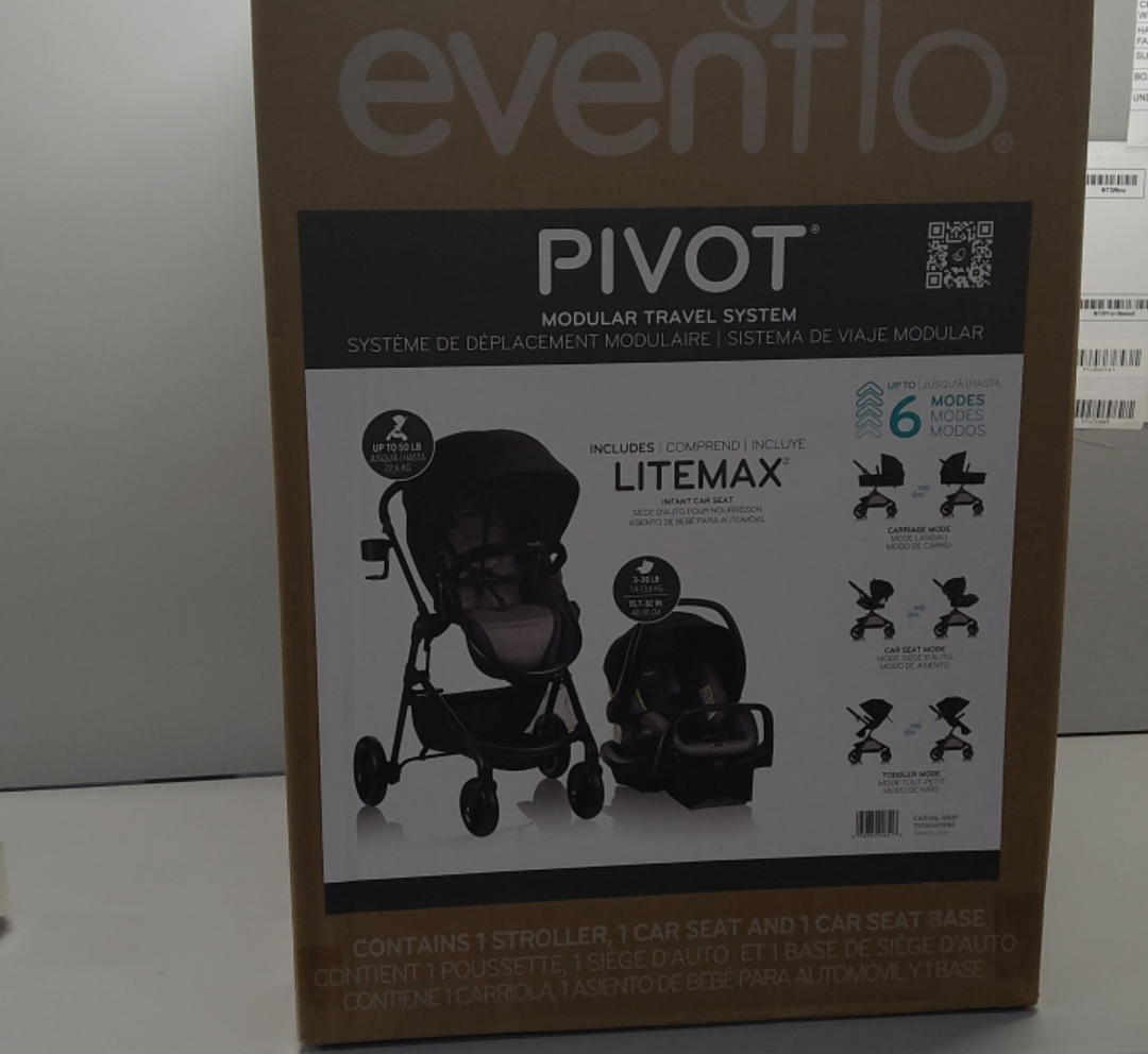 Evenflo Pivot Modular Travel System with LiteMax Infant Car Seat (Casual Gray)
