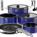Pro DUXANO 12PC Pots and Pans Set&Hybrid 3-Ply Stainless Steel Skillet, High Heat Sear&Fry, 2-Layer Ceramic Nonstick Induction Cookware, 9H Scratch-Resistant&Anti-Warp,PFAS Free,All Cooktop/Dishwasher (Royal Blue)