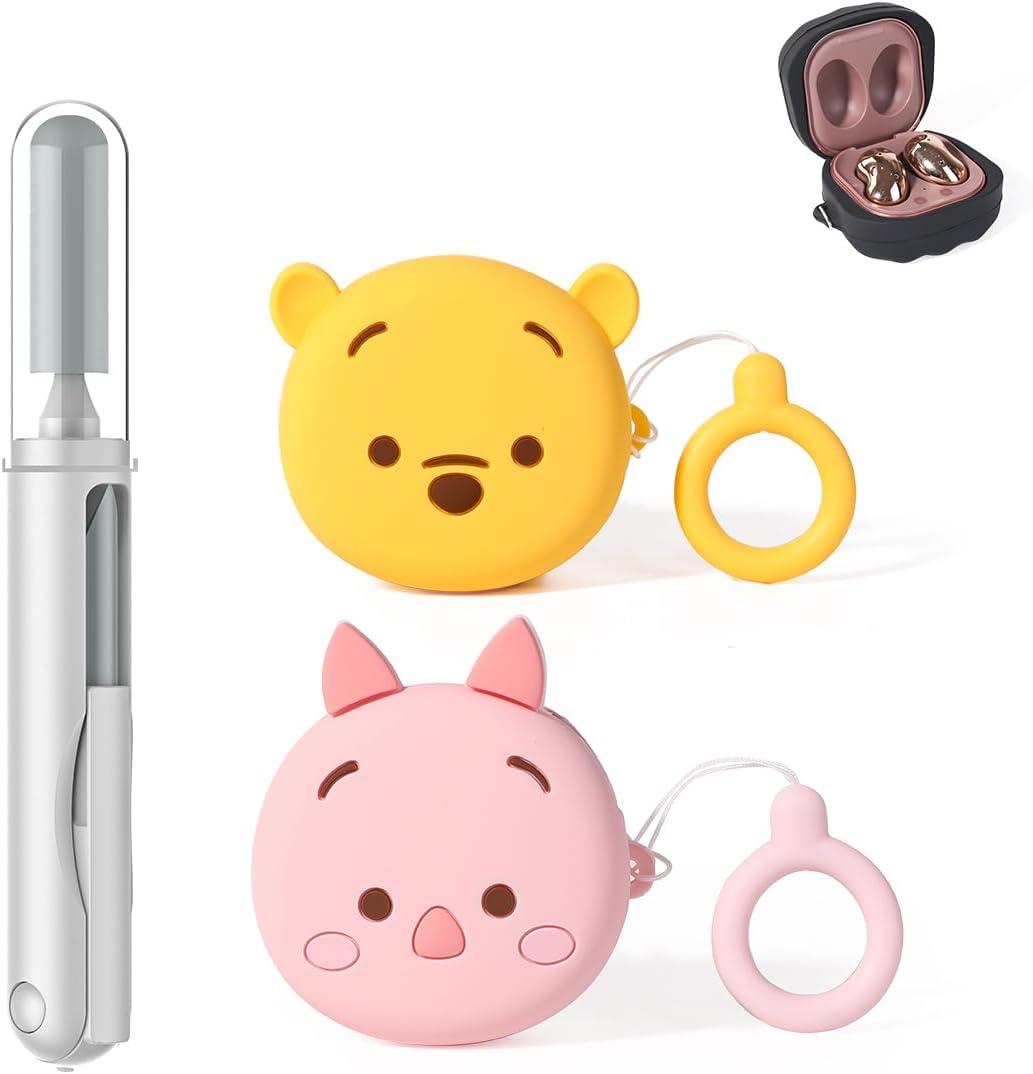 (2Pack + Cleaning Pen) XMBYGY Silicone Case for Galaxy Buds FE (2023) / Buds2 Pro (2022) / Buds 2 (2021) / Buds Pro (2021) / Buds Live (2020) Protective Cover with 3 in 1 Cleaning Brush Pen Tools