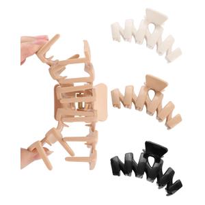3 PCS Silicone Flexible Hair Claw Clips for Women Soft Bendable Claw Clip Scalp-Safe Soft Cloud Hairclip for Thin and ThickWhite2+Black2+Khaki2