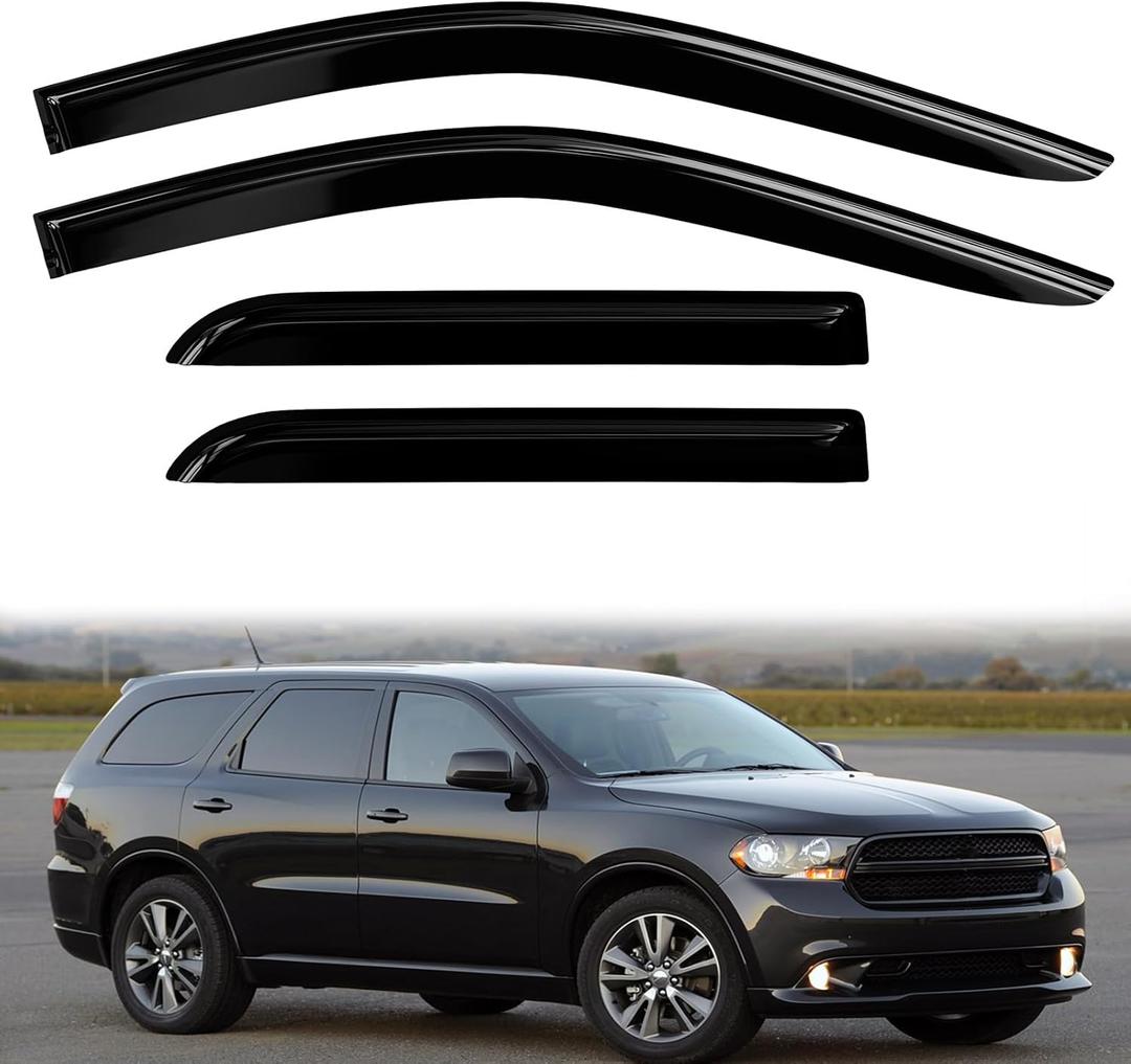 2PC Rain Guards for 2011-2025 Dodge Durango Window Visors Deflectors Sun Shades Vent Tape On Out Channel