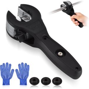 3rd Gen Ratcheting Tube Cutter in Narrow Space, Premium Pipe Cutters(1/4in to 1-1/8in) for Copper, Brass, Aluminum, PVC and PPR, Total 3 Steel Bades, 1 Pair of Slip-free Gloves