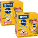Pedigree Puppy Soft Wet Dog Food Variety Pack, 3.5 oz. Pouches, 8 Count (Pack of 2), BBD 05/2027