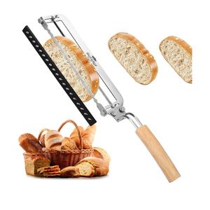 Adjustable Bread Slicer for Homemade Bread - Upgrade Manual Sourdough Bread Knife with Thickness Guide, Bread Bow Cutter with Serrated Stainless Blade for Baguettes, Gift for Baker, Ambidextrous Use