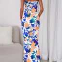 PRETTYGARDEN Women's 2026 Summer Floral Bodycon Maxi Dresses Ribbed Strapless Tube Casual Boho Party Long Dress (XXL)