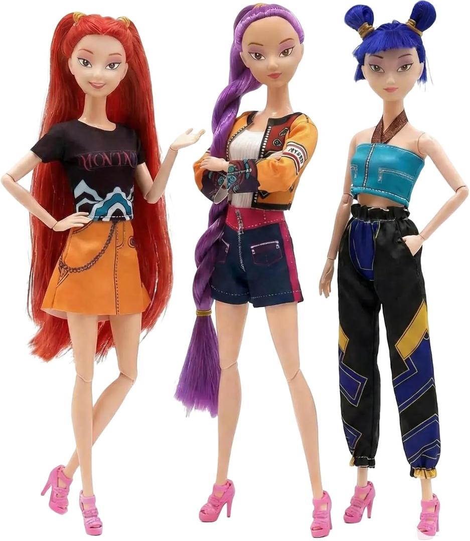 3-Pack Kpop Demon Hunters Toys Action Dolls Set, 11.5-inch Poseable Character Figurines Action Figures Merch, Collectible Toys for Kids & Teen Girls, Valentines Day Gifts for Her