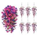 muafho Artificial Hanging Flowers for Outdoors, 6PCS Silk Morning Glory Artificial Flowers, UV Resistant Fake Flower Realistic Faux Plants for Home Patio Porch Garden Basket Decor (Purple+Fuchsia)
