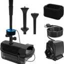 1320GPH/100W Large Water Fountain Pump with RGB Auto-Cycle LED Lights, Pond Pump Fountain Kits for Outdoor, Pond Equipment with 3 Nozzle Options, Adjustable Water Flow, IPX8 waterproof, Black