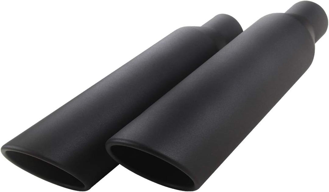 LCGP 2 Pcs 2.5" Inlet Exhaust Tips,2.5" Inlet x 4" Outlet x 17" Overall Length, Weld On, Universal Stainless Steel Black Diesel Exhaust Tailpipe