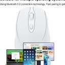 Bluetooth Mouse - Wireless, Rechargeable, Silent, Slim, Portable for Laptop, iPad, MacBook Pro, Surface Pro, PC and Samsung Tablet (White)