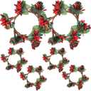 6Pcs Red Berry Artificial Wreath, Valentines Day Wreath,Red Berries for Valentines Day Wedding Festival Decor Indoor Outdoor, Winter Holiday Home Decor