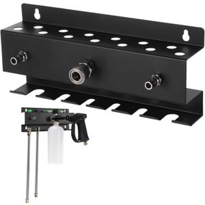 Metal Pressure WasherGun Holder with Central Hose Connector, Wall Mount Tool Organizer with Multiple Nozzle Slots, Garage Tool Rack Wall Mount Fits Most Foam and Pressure Washer Guns