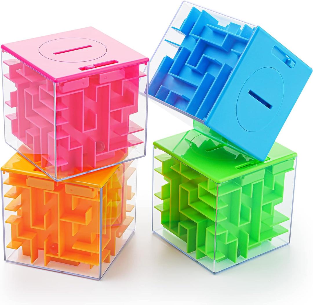 4 Pack Money Maze Puzzle Gift Boxes, Perfect Money Holder Puzzle and Brain Teasers for Kids and Adults