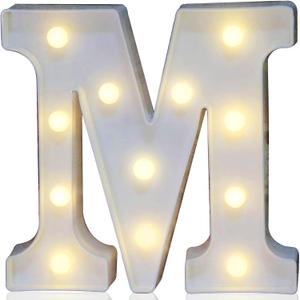 Pooqla LED Marquee Letter Lights Sign, Light Up Alphabet Letter for Home Party Wedding Decoration M