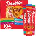 Hartz Delectables Squeeze Up Variety Pack, Creamy Squeezable Puree, Lickable Wet Cat Treats, Grain Free, No Added Fillers, No by-Products, No Added Preservatives, 0.5 Ounces Tube, 104 Tubes Total (EXP 06/05/27)