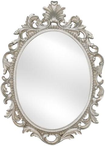 Simon's Shop Oval Mirror Antique Style Decorative Mirrors for Wall, 18.3 x 13 inches, Silver, Vintage Decor
