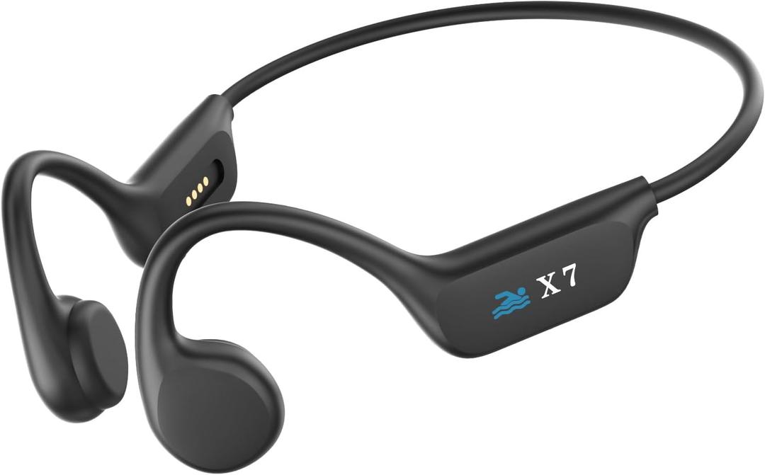 Swimming Headphones, Bone Conduction Headphones IP68 Waterproof, Built-in MP3 Player with 32GB Memory, Wireless Open-Back Bluetooth 5.4 Earphones, Underwater Swimming Headphone for Sports and Running