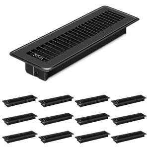 12 PCS Floor Vents Floor Registers 2x10 inch, Heavy Duty Metal Heat Air Vent Covers 2 X 10 with Rust Proof Finish for Home Office Wall Floor Registers Grilles & Vents (12, Black, 2x10 Inches)