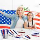 48Pcs Star Pens, July 4th Independence Day Pens, 1.0mm Patriotic Day Black Ink Ballpoint Pens for School Office Supplies Patriotic Party Favor, Red Blue White