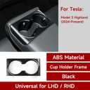 Car Rear Cup Holder Frame Cover Trim Carbon Color ABS Decal Sticker for Tesla Model 3 Highland 2024 2025 2026 Interior Accessories