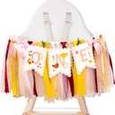 Chick High Chair Banner - Little Chicken Farmhouse Themed First Birthday Party Decoration, This Chick Is One Party Supplies,Barnyard Garland (Yellow)