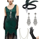YESSA Flapper Dresses 1920s Gatsby Dress for Women Roaring 20s Costumes Fringed Sequin Cocktail Dress with 20s Accessories, Size XL