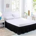 Bed Skirt Queen Size Wrap Around Style by Comfort Beddings 100% Cotton Blend Fabric, Premium Tailored Fit 1pc Bedskirt Queen Size 16" Drop Length Black Solid