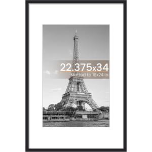 upsimples 22.375 x 34 Poster Frame, Wall Decor Poster Frames, Black 1 Pack | 16x24 Picture Frame with Mat for Gallery Wall, Family, Baby, Dog, Dorm, Christmas